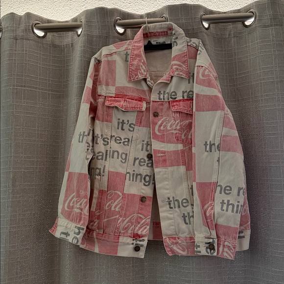 Rolla's Free People Coca-Cola Denim Jacket size small Metalic Silver - Picture 4 of 4